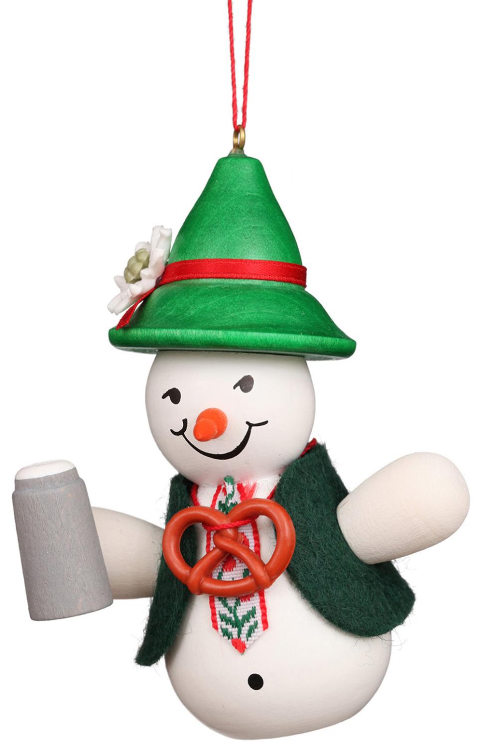 Bavarian Snowman with Beer and Pretzel Ornament