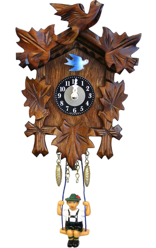 Carved Clock with Boy on Swing