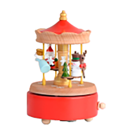 Wooden Music Box Red Rotating Lifting Christmas Angel