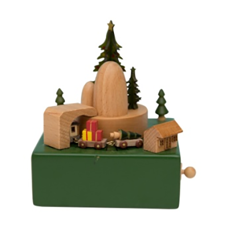 Wooden Music Box Green Train