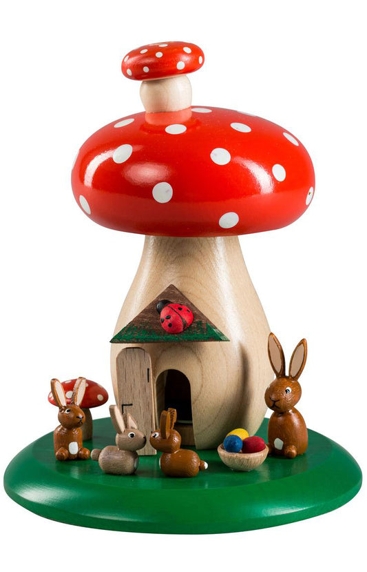 German Smoker - Bunny Family with Eggs on Mushroom