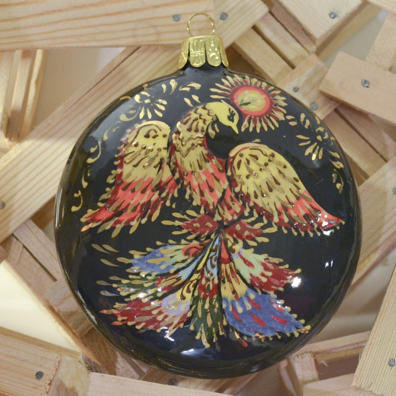 Firebird round ceramic ornament