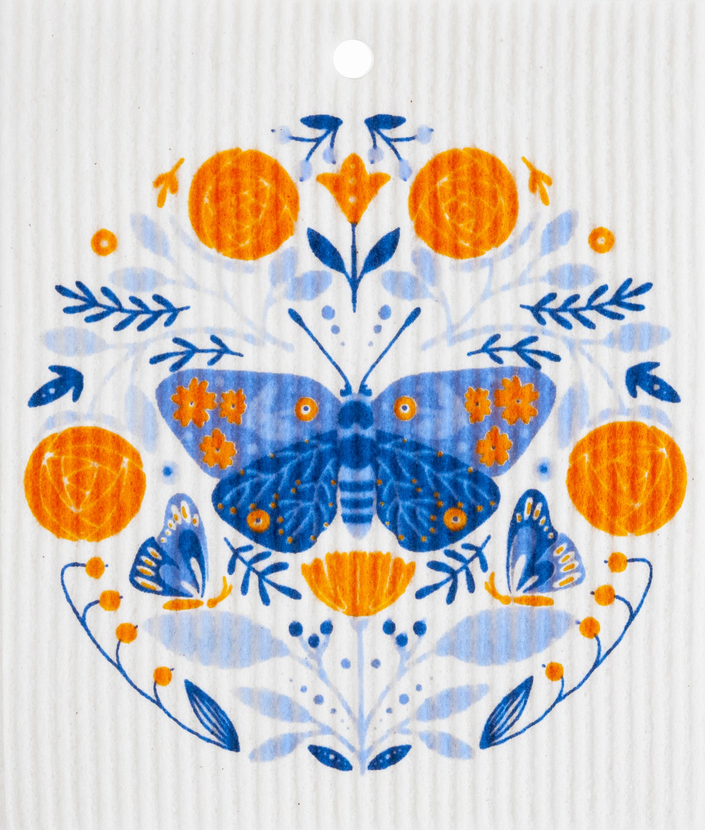 Swedish Wash Towel, Butterfly in Floral Pattern