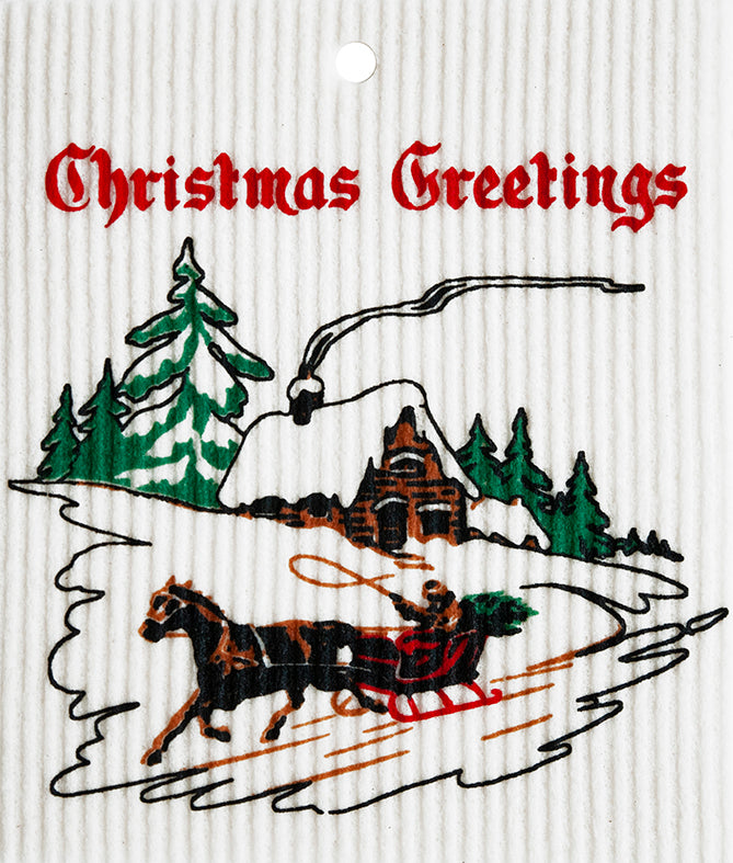 Swedish Wash Towel, Christmas Greetings by Harry W