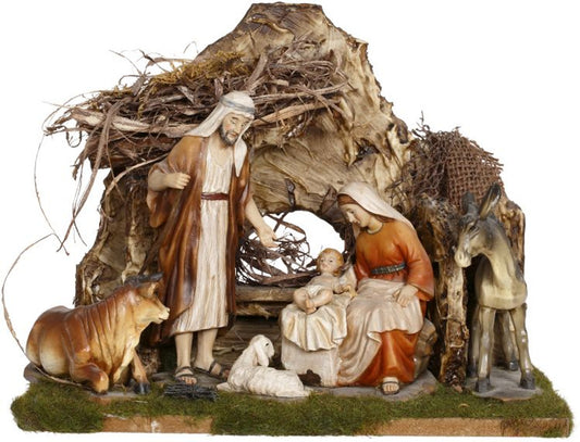 Holy Family in Stable Nativity 8"