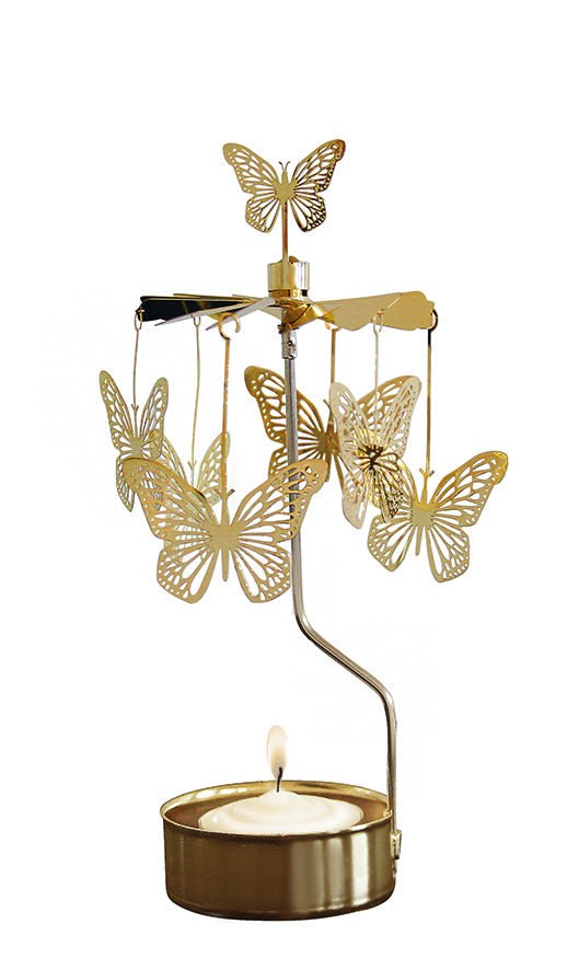 Rotary Candleholder, Butterfly, Gold