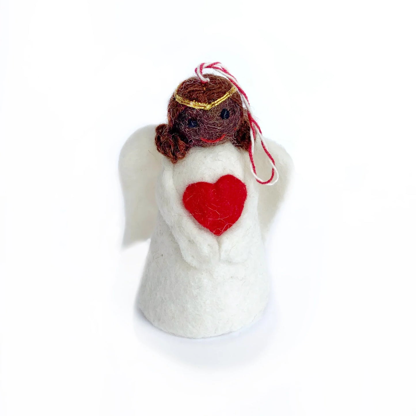 Angel Felt Wool Ornament, dark, medium, light or white