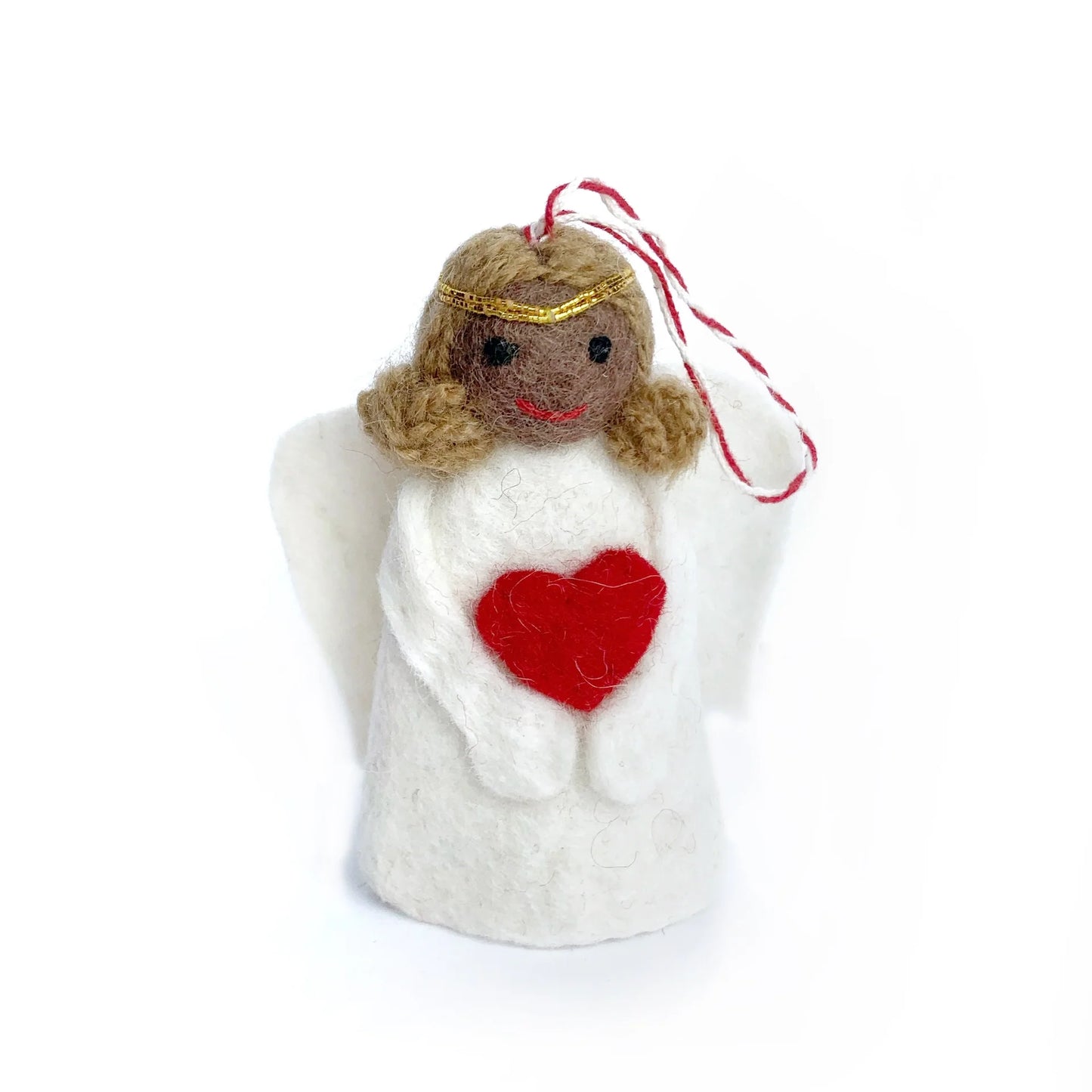 Angel Felt Wool Ornament, dark, medium, light or white