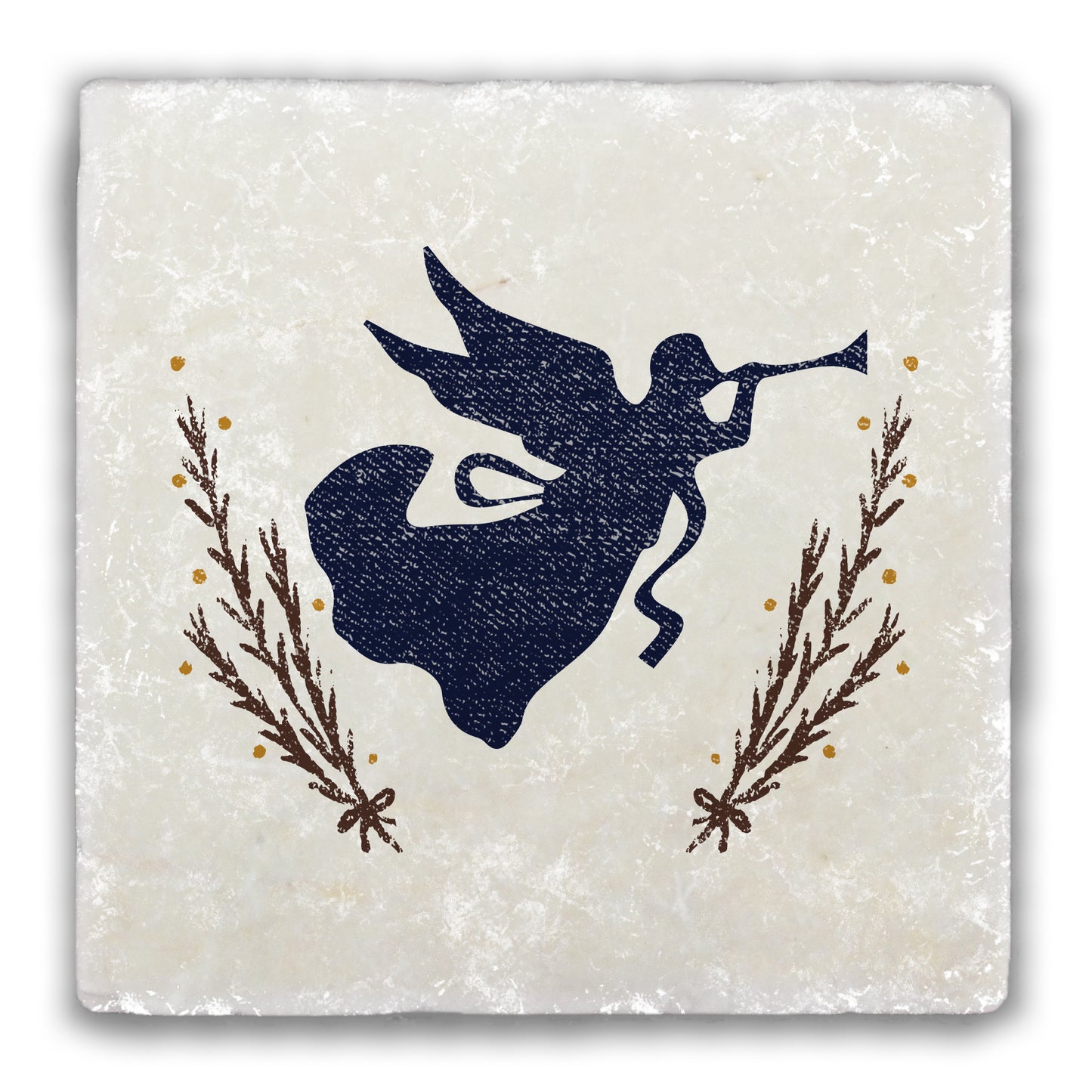 Angel with Trumpet Tumbled Stone Coaster