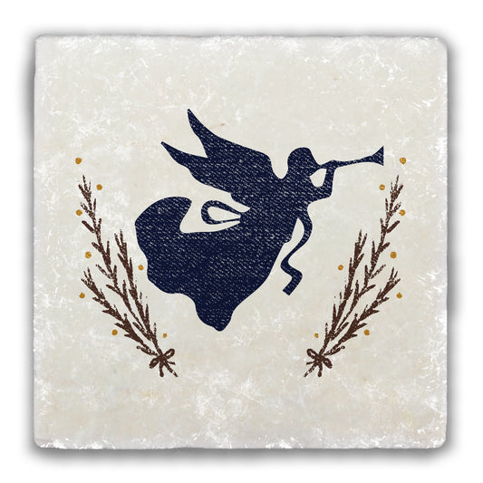 Angel with Trumpet Tumbled Stone Coaster