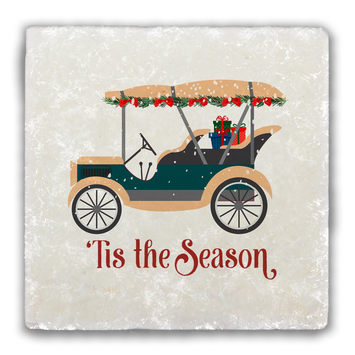 'Tis the Season Car Tumbled Stone Coaster