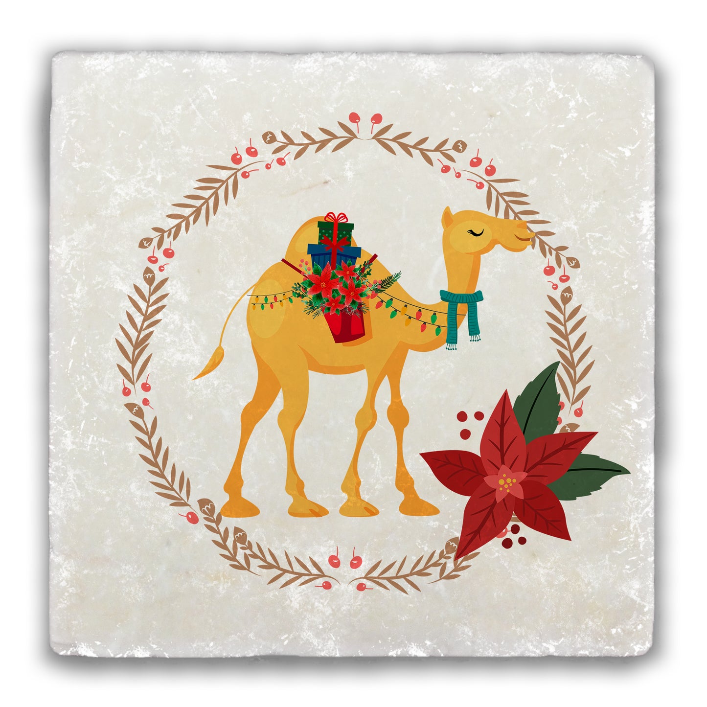Camel Wreath Tumbled Stone Coaster