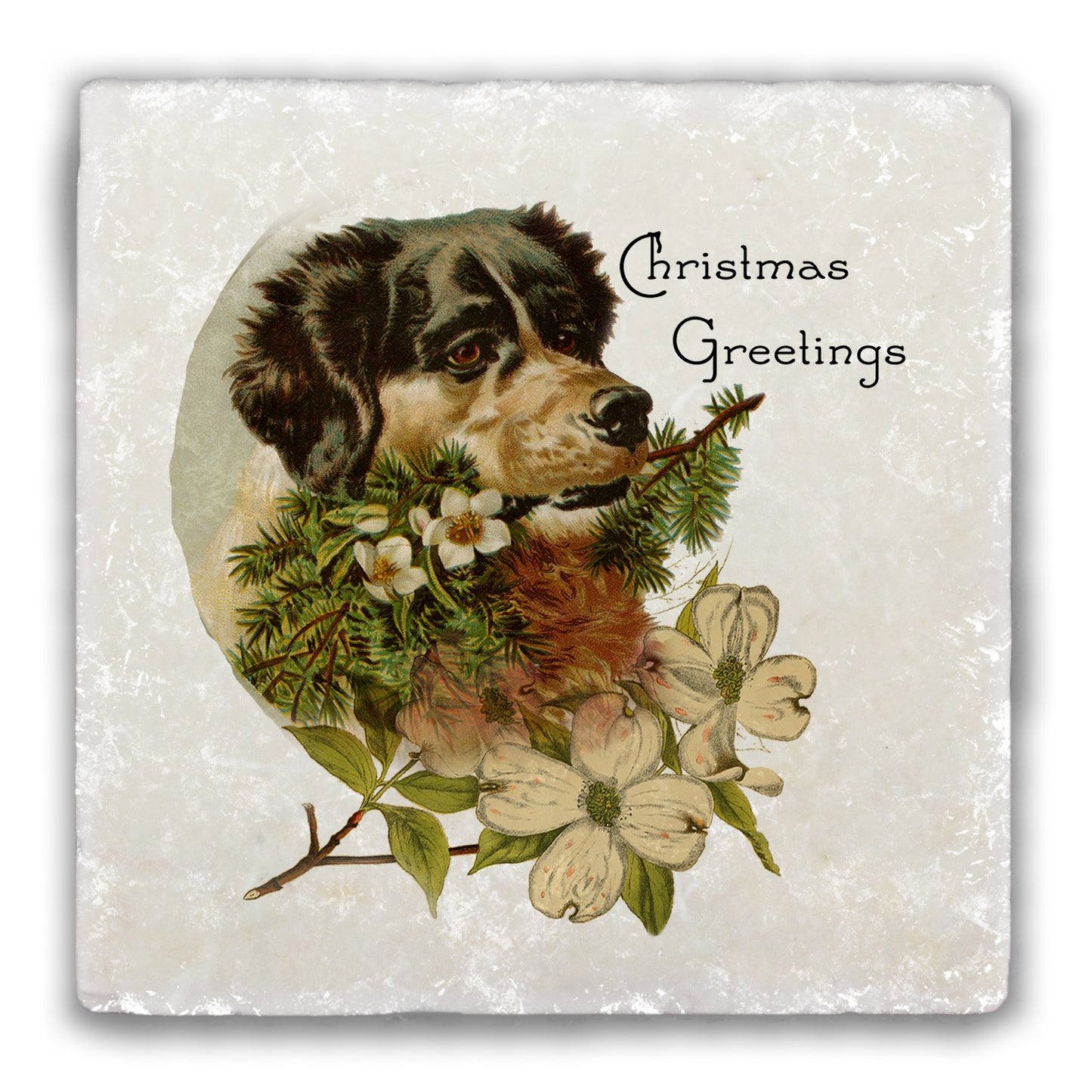 Christmas Greetings Tumbled Stone Coaster