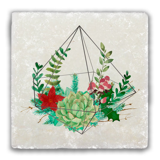 Christmas Terrarium Tumbled Stone Coaster