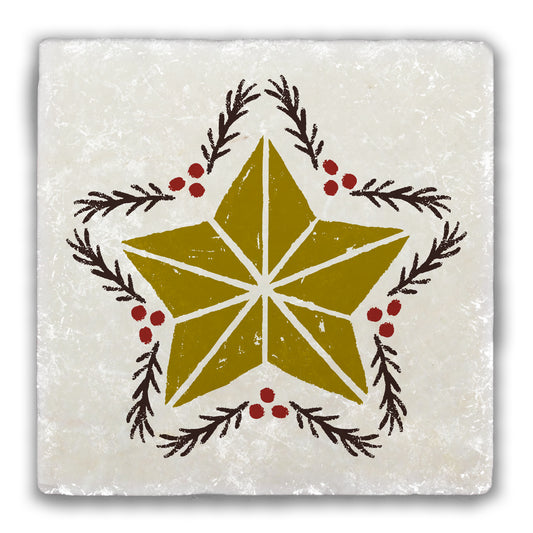 Star Wreath Tumbled Stone Coaster