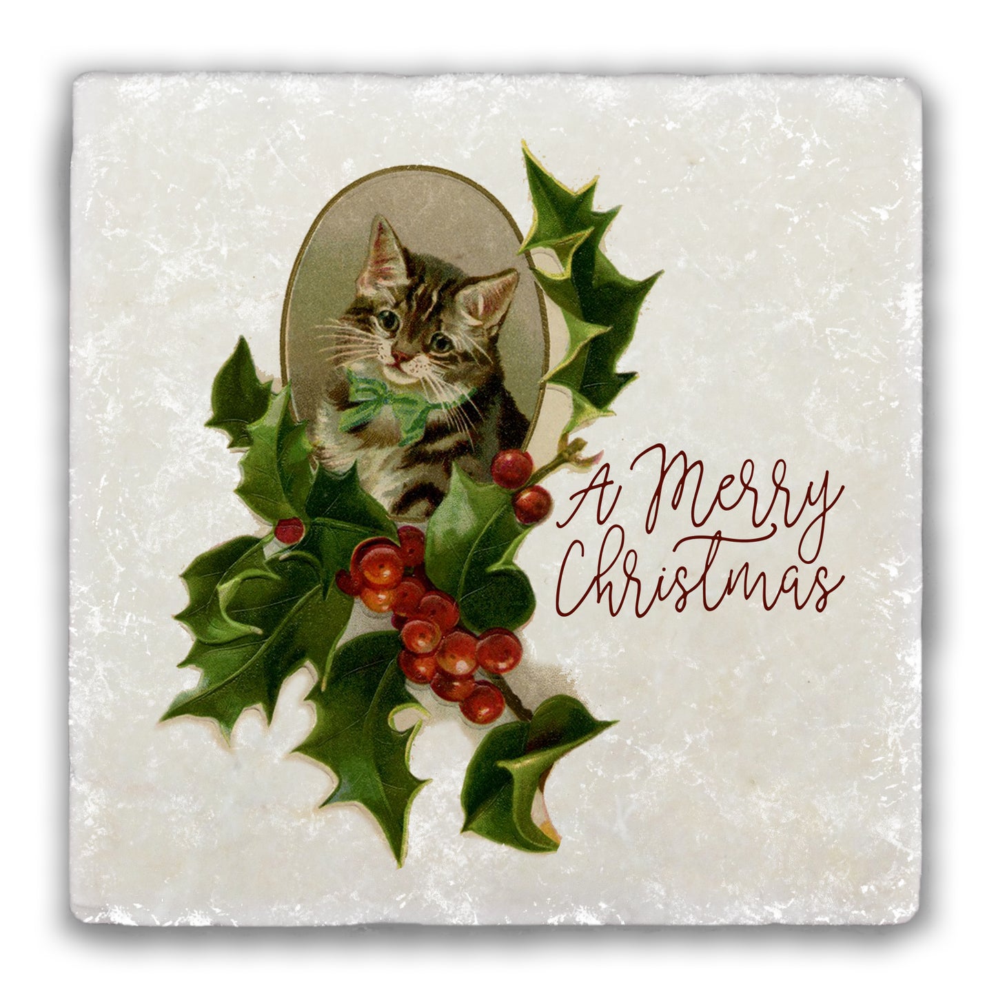 A Merry Christmas Tumbled Stone Coaster