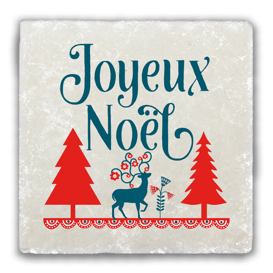 Joyeux Noël Tumbled Stone Coaster