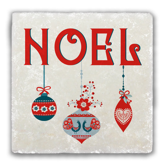 NOEL Ornaments Tumbled Stone Coaster
