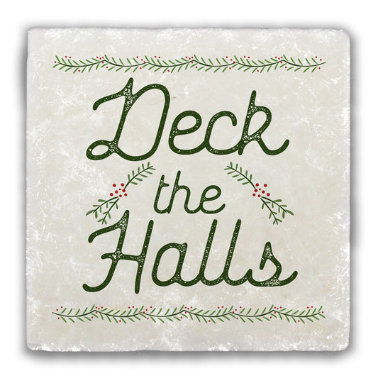 Deck the Halls Tumbled Stone Coaster