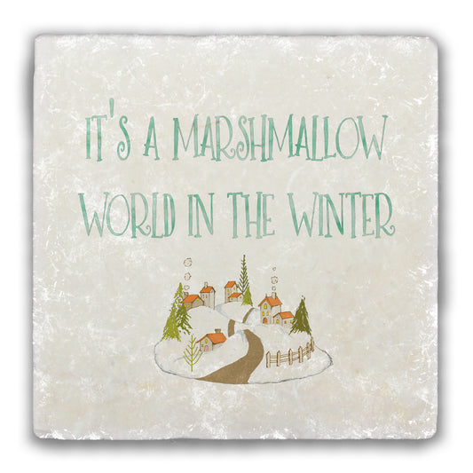 It's a Marshmallow World in the Winter Tumbled Stone Coaster