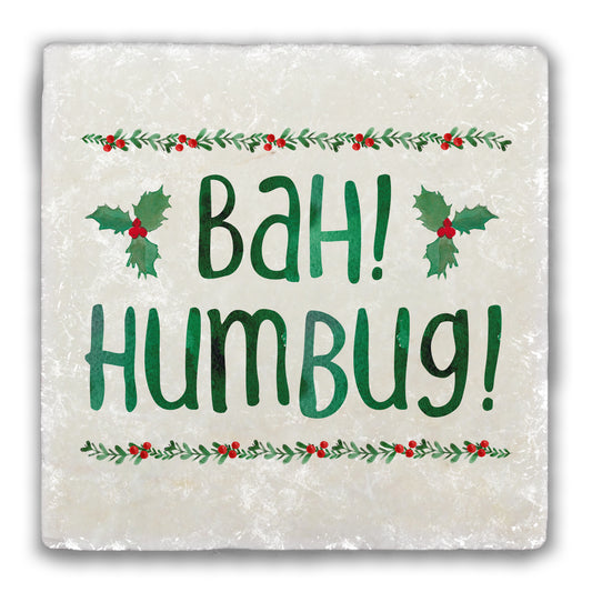 Bah Humbug Tumbled Stone Coaster