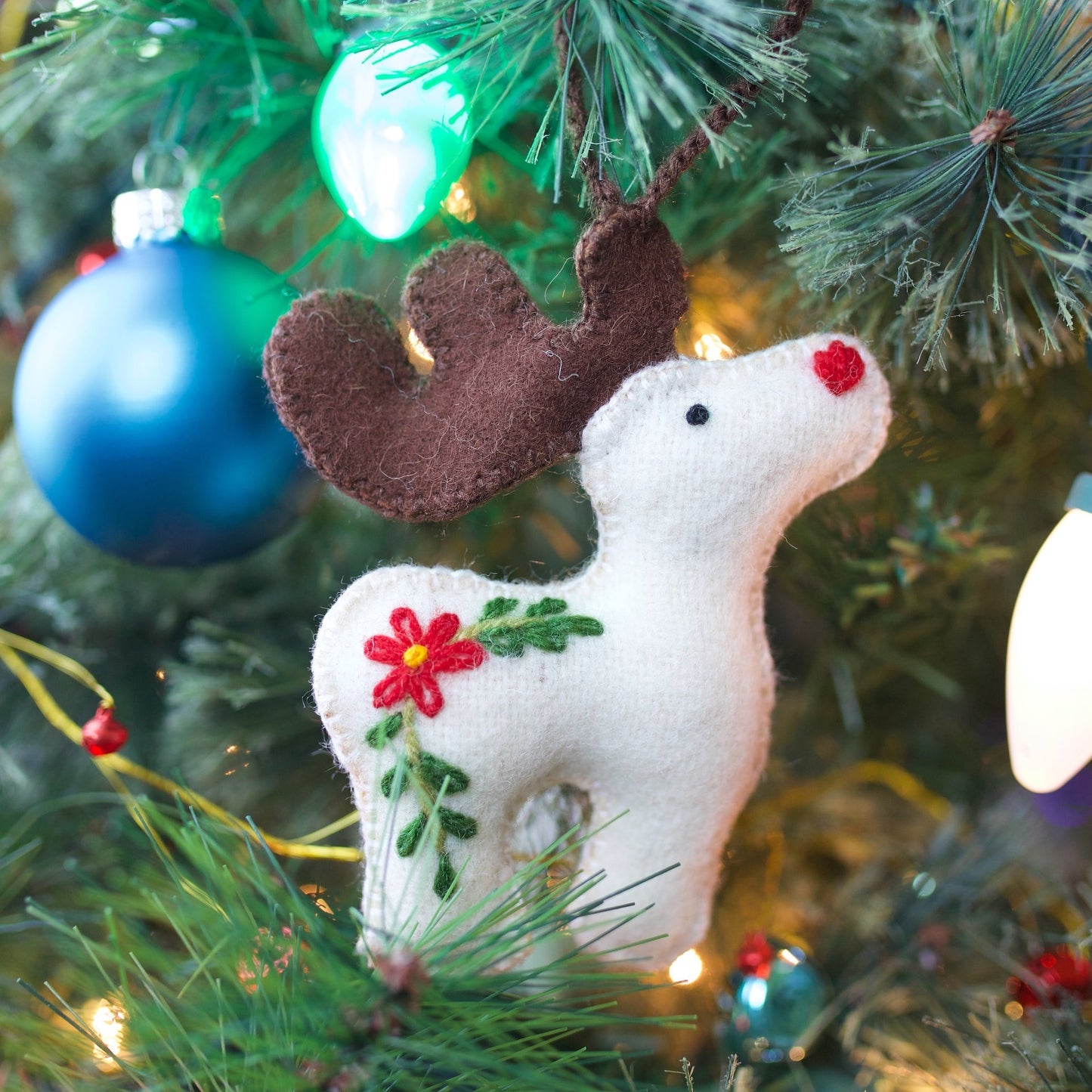 Reindeer Embroidered Felt Wool