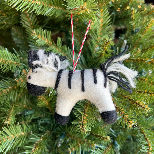 Zebra Wool Felt Ornament