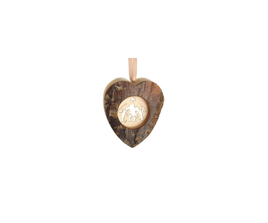 Small Wooden Heart Ornament - Nativity