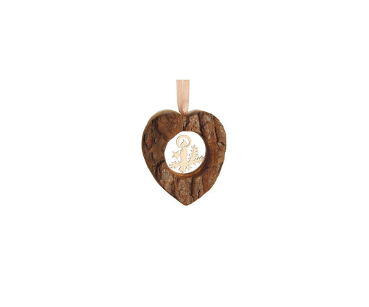 Small Wooden Heart Ornament - Candle