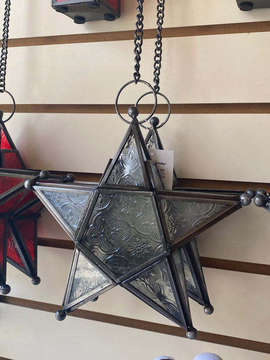 Grey Star Hanging Tea Lantern
