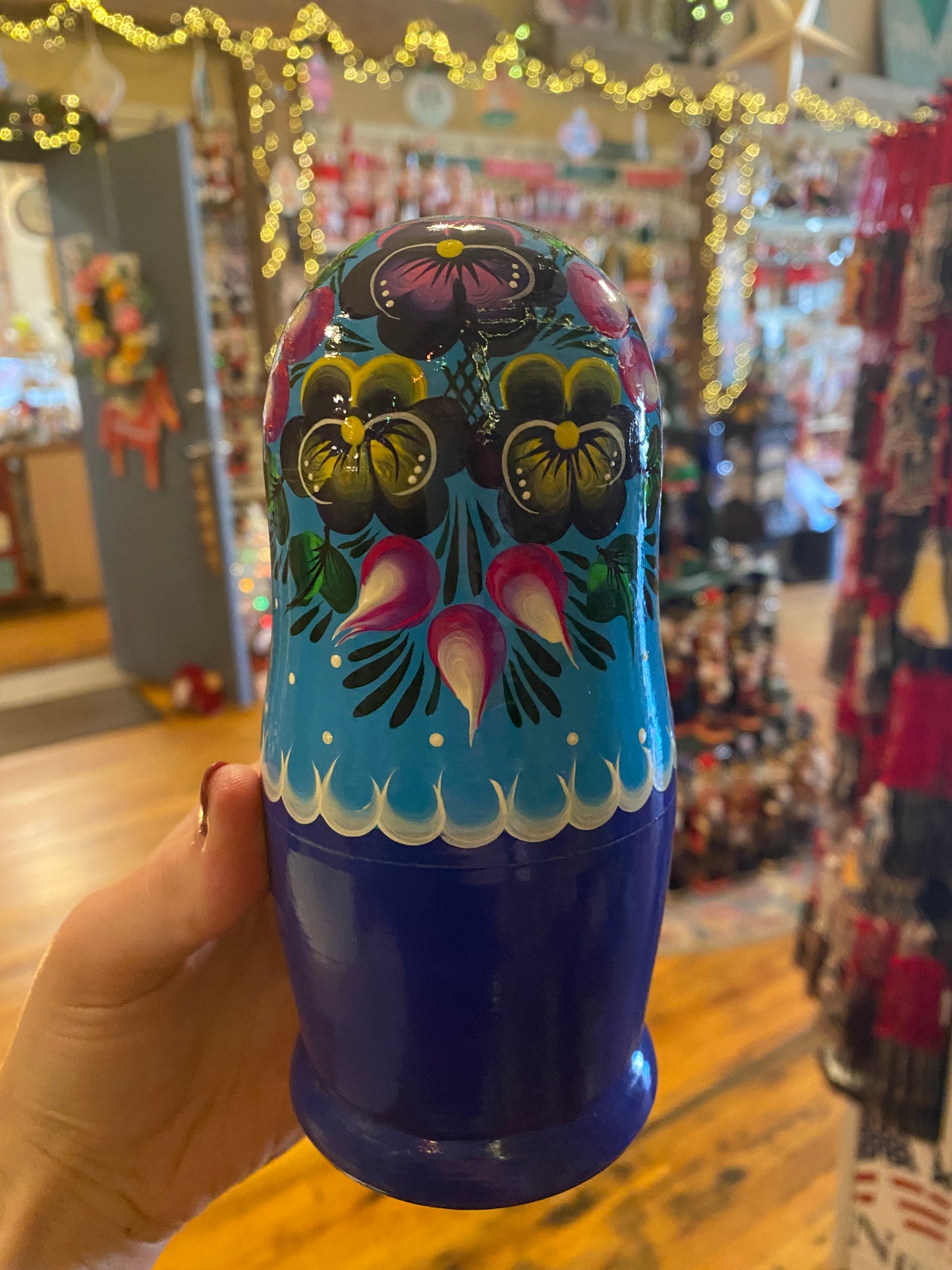 Floral Blue Large Nesting Doll