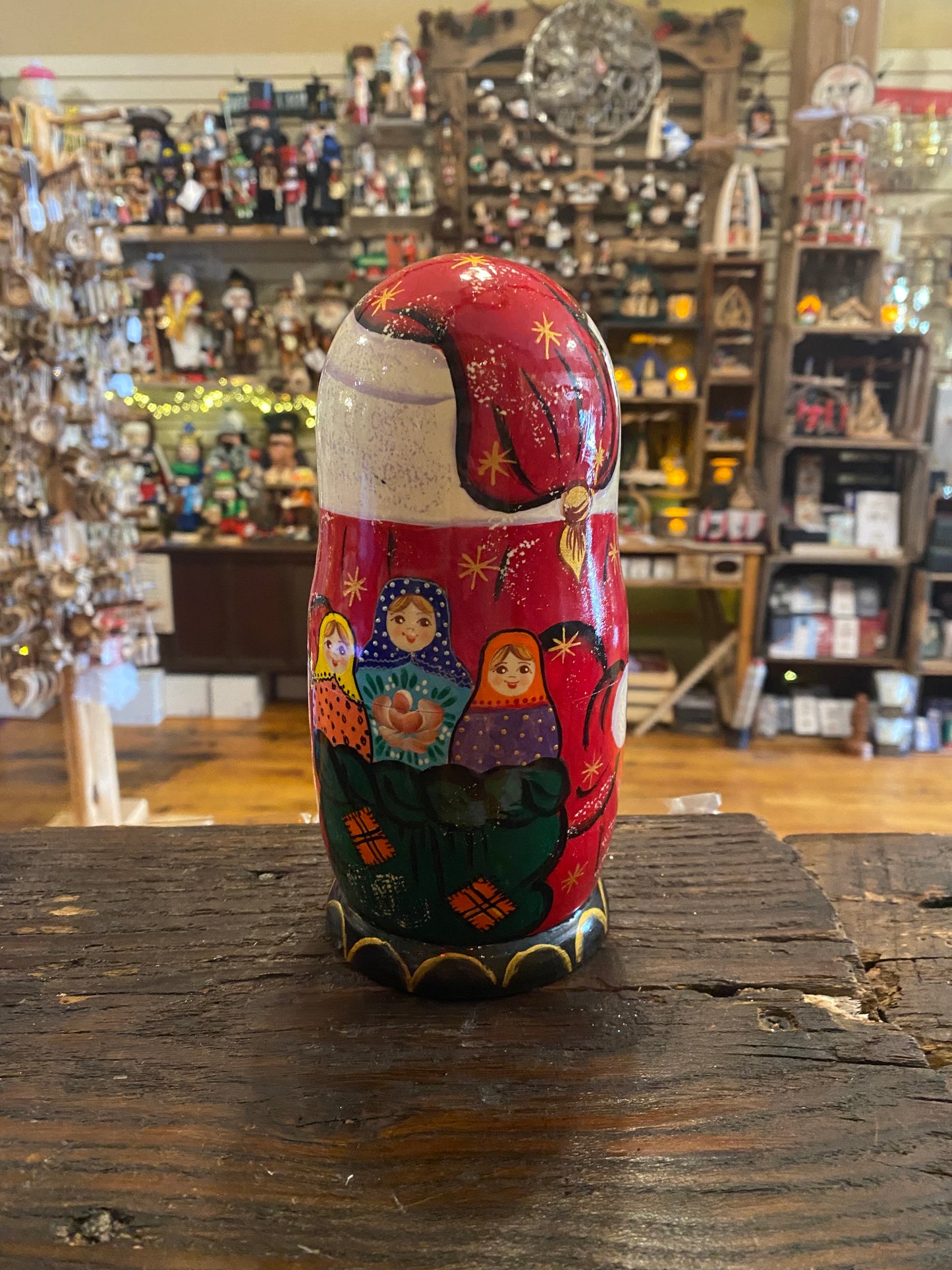 Santa with Three Nesting Dolls - Large
