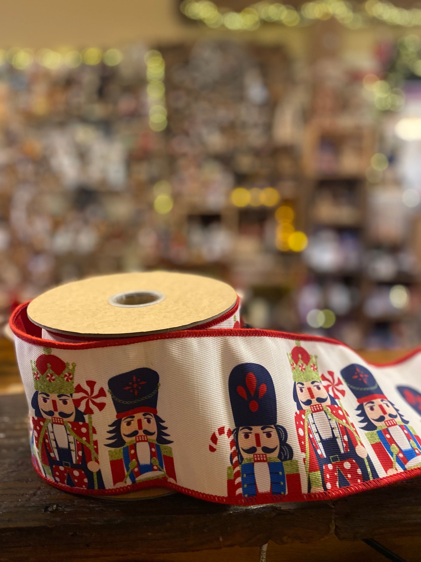 4" wired Nutcracker ribbon - 10 yard spool