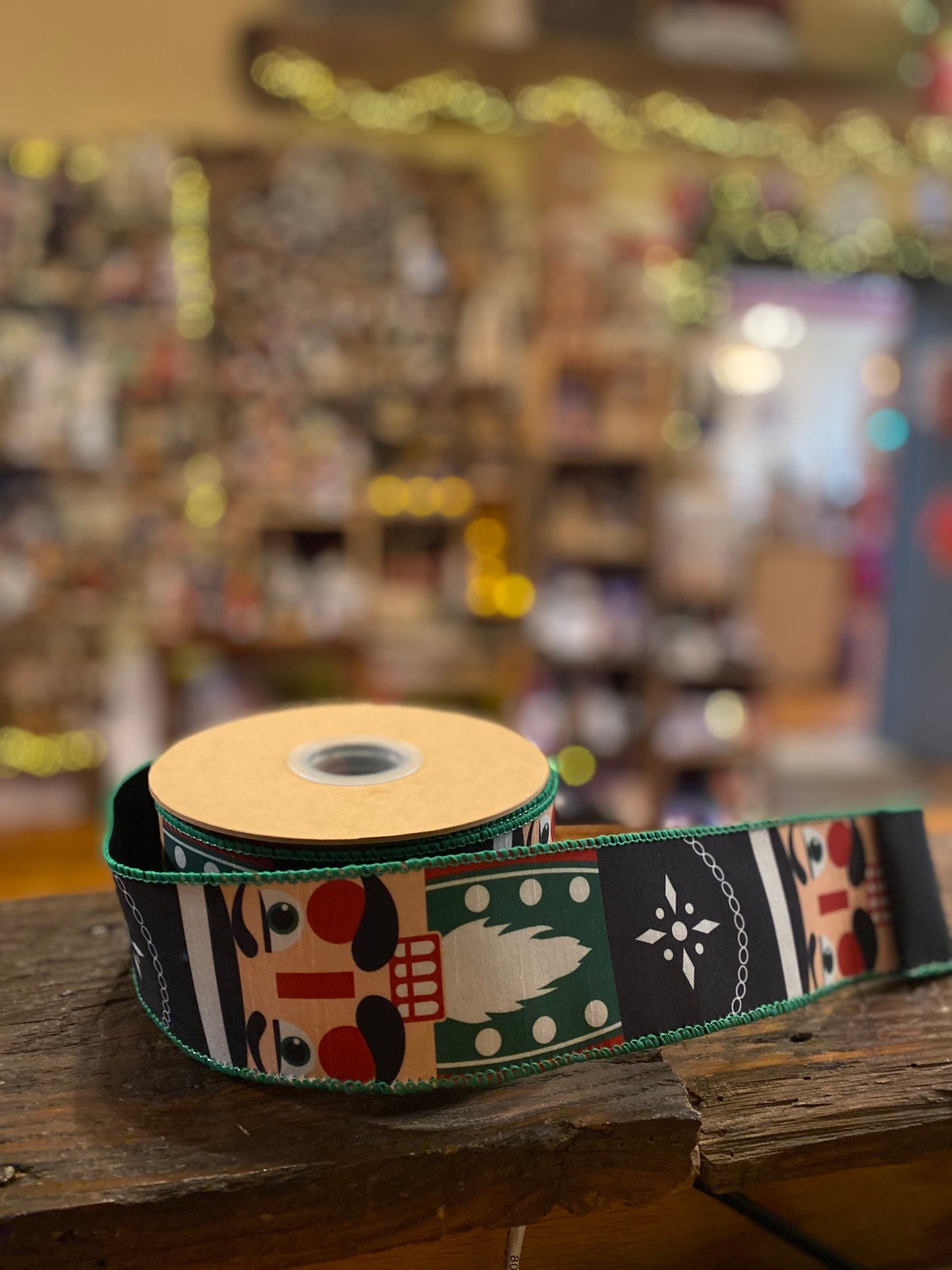 2 1/2" nutcracker face ribbon with black backing - 10 yard spool