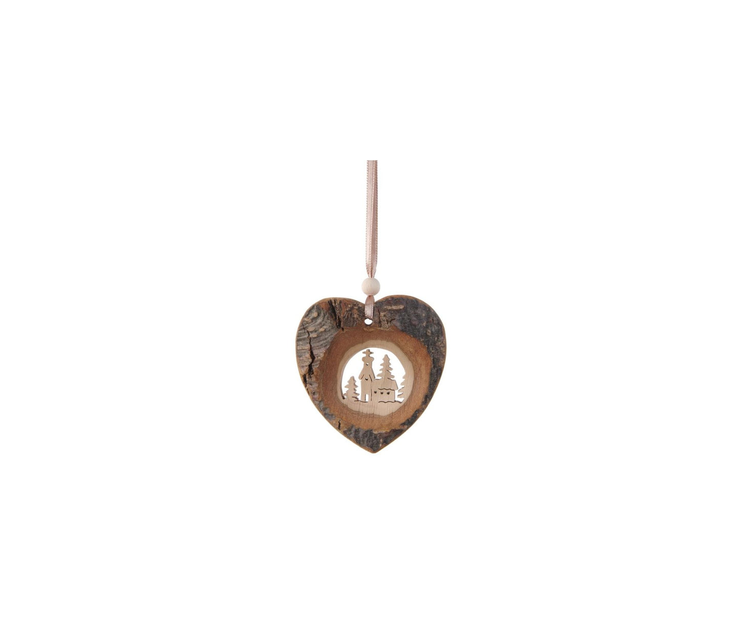 Large Woodcut Heart Ornament - Church