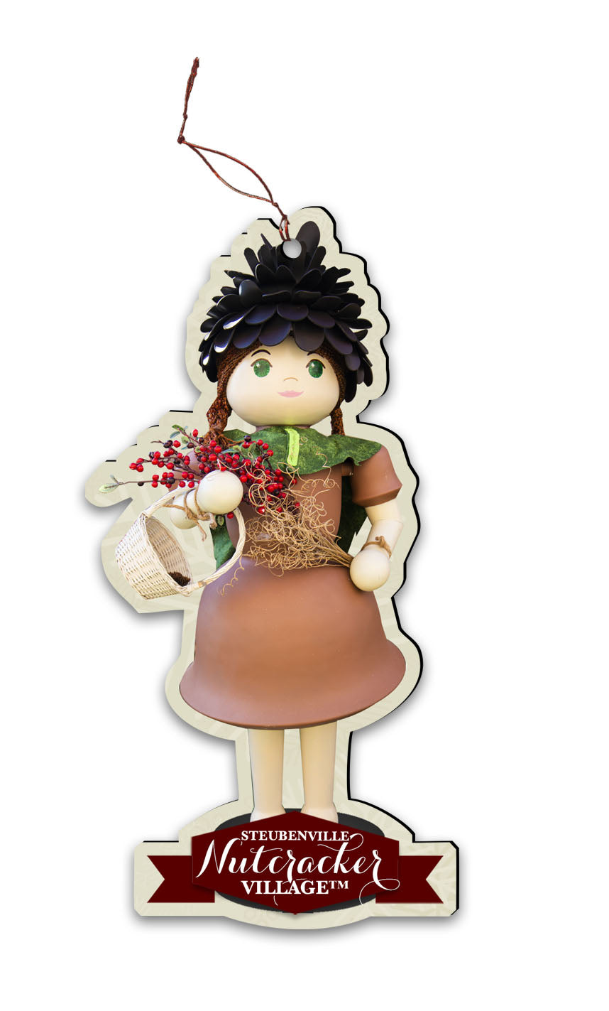 Pinecone Girl Nutcracker Replica Ornament
