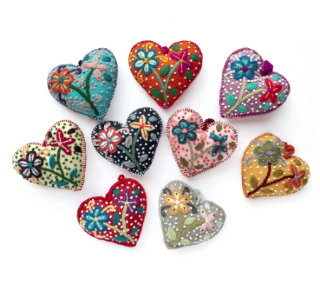 Colorful Heart Embroidered Ornaments