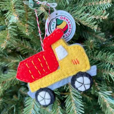 Dump Truck Ornament, Felt Wool