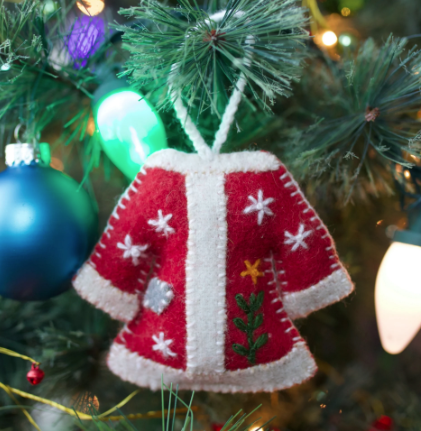 Sweater Ornament, Embroidered Wool