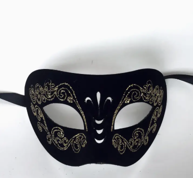 Leatherette Mask with Glitter and Fleur De Lis Cut Out