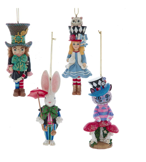 5" Hollywood Nutcrackers™ Alice In Wonderland Ornaments, 4 Assorted