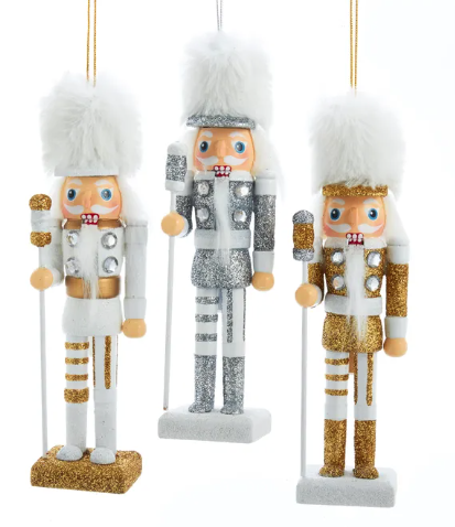 6" Hollywood Nutcrackers™ Gold, White and Silver Nutcracker Ornaments, 3 Assorted