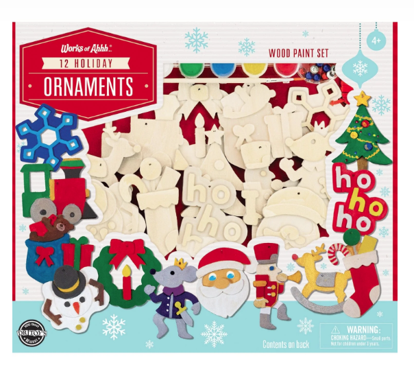 12 Holiday Ornaments Wood Craft & Paint Kit
