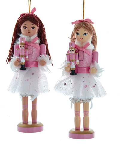 6" Clara With Blonde & Brunette Hair Nutcracker Ornaments, 2 Assorted, Sold Separately