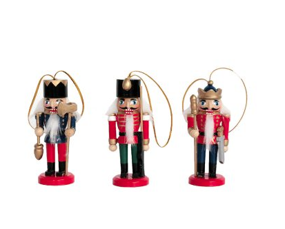 Small Nutcracker Ornaments, Set of 3