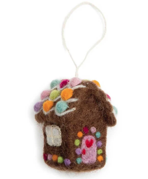 Mini Gingerbread House Wool Ornament