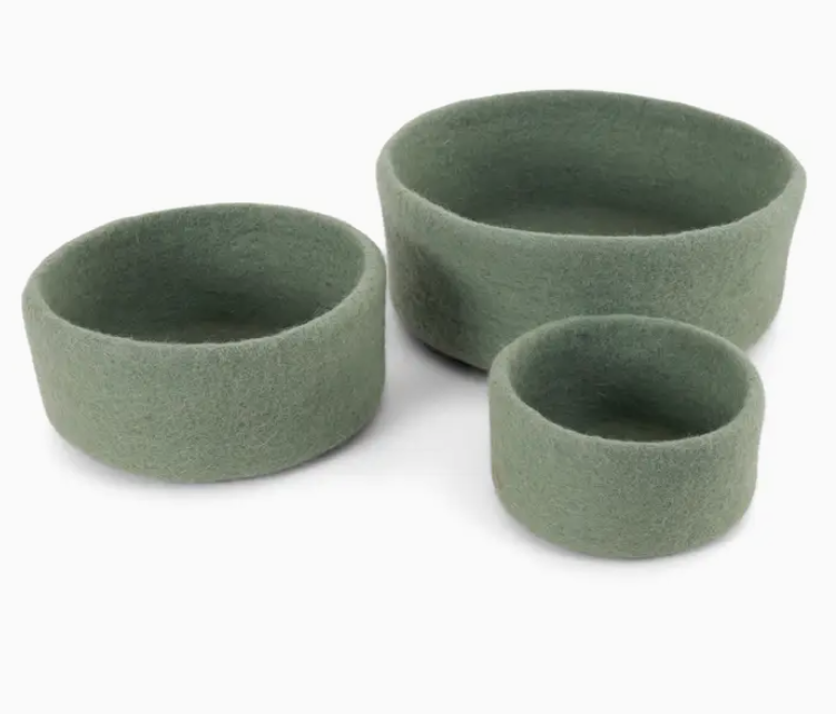 Dusty Light Green Wool Bowls