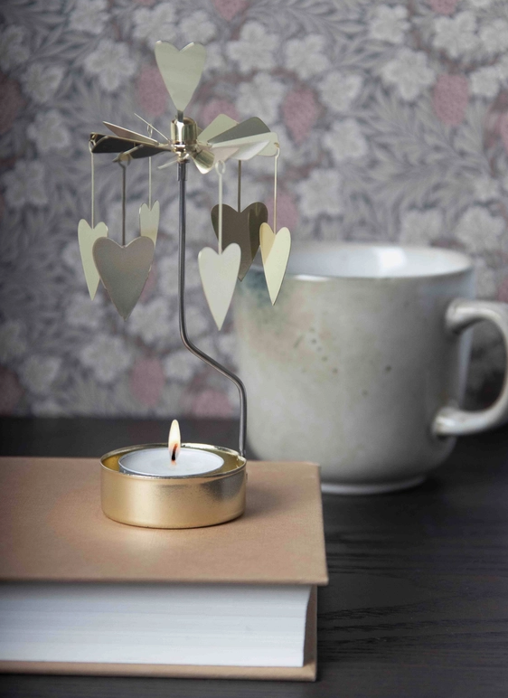 Rotary Candleholder, Gold Heart