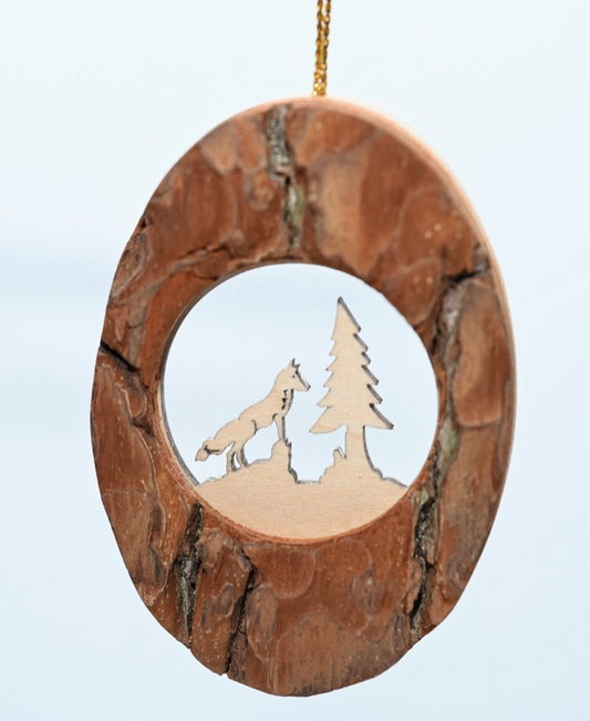 Fox Bark Oval Ornament