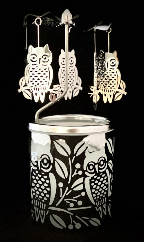 Snowy Owls Candleholder -Silver